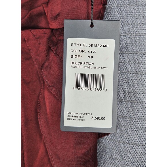 Adrianna Papell Gown Flutter Jewel Neck Maroon NEW NWT sz 16 MSRP $240 - Picture 5 of 11